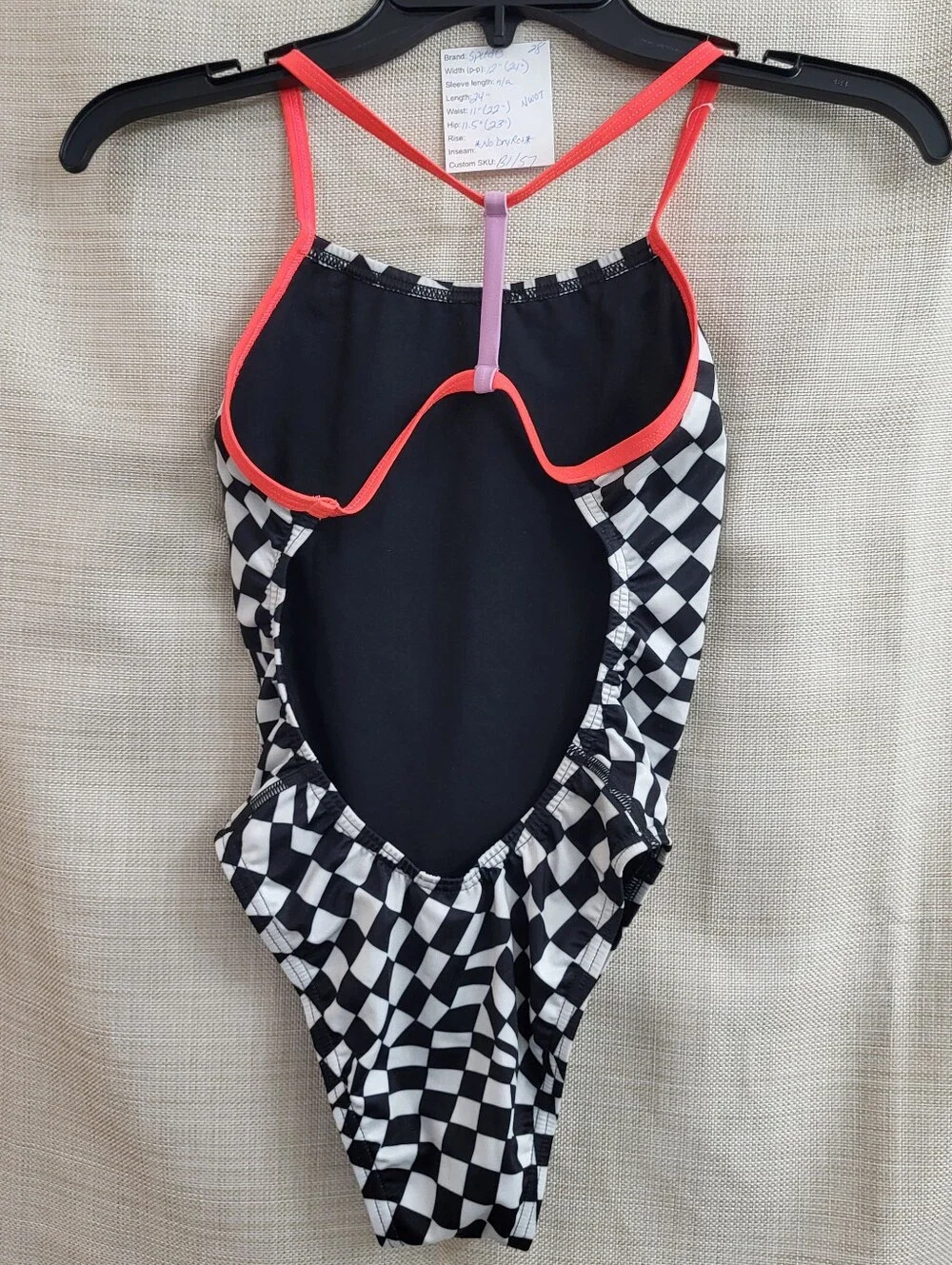 Speedo Eco Endurance Black White T Back One Piece Swimsuit Women’s Size 28(S)